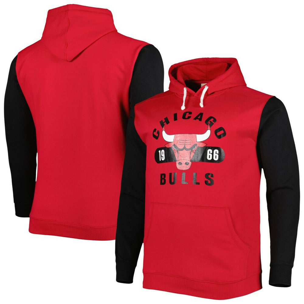 Chicago Bulls Big & Tall Bold Attack Pullover Hoodie Red/Black - Fanatics