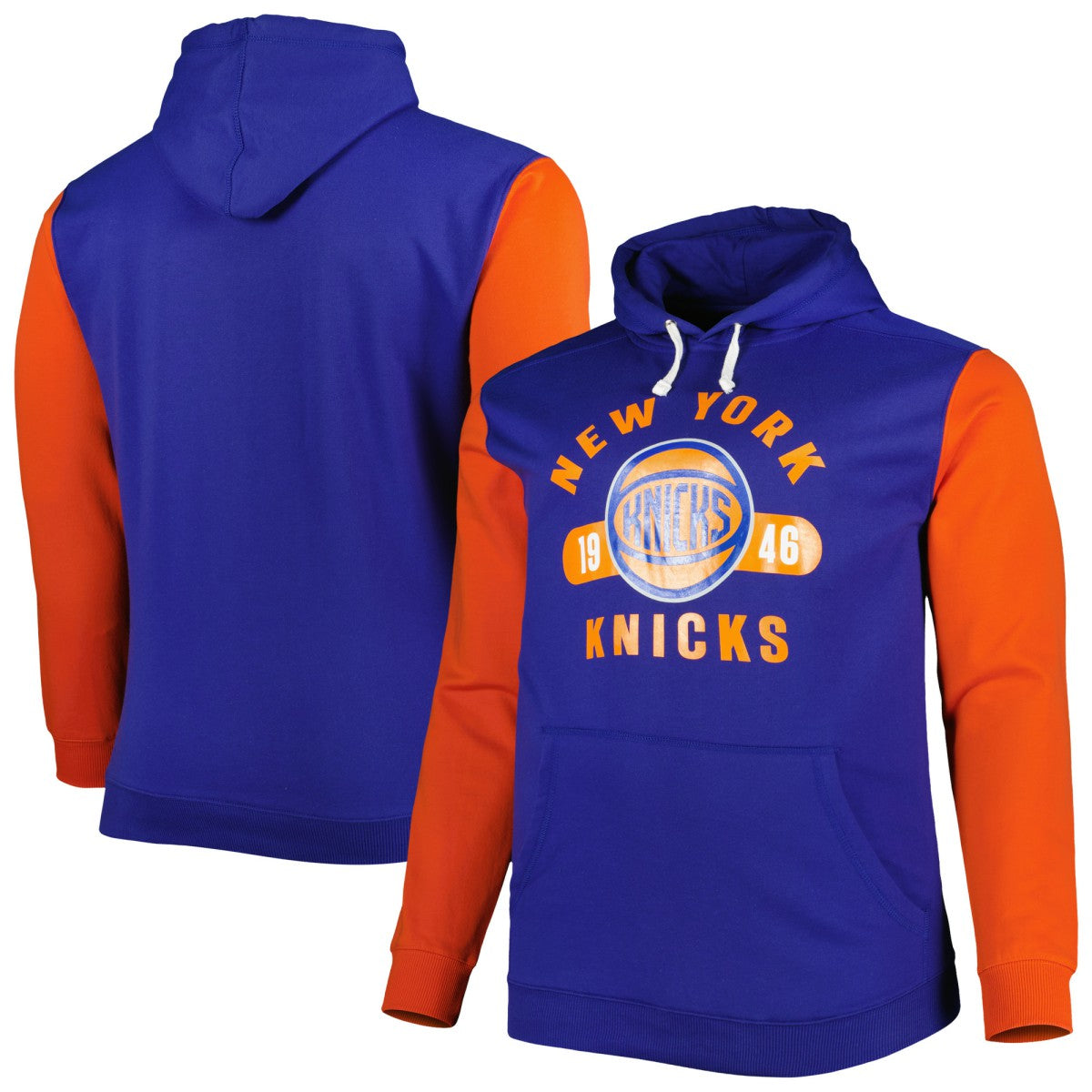 New York Knicks Big & Tall Bold Attack Pullover Hoodie Blue/Orange - Fanatics