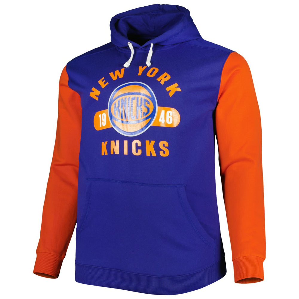 New York Knicks Big & Tall Bold Attack Pullover Hoodie Blue/Orange - Fanatics