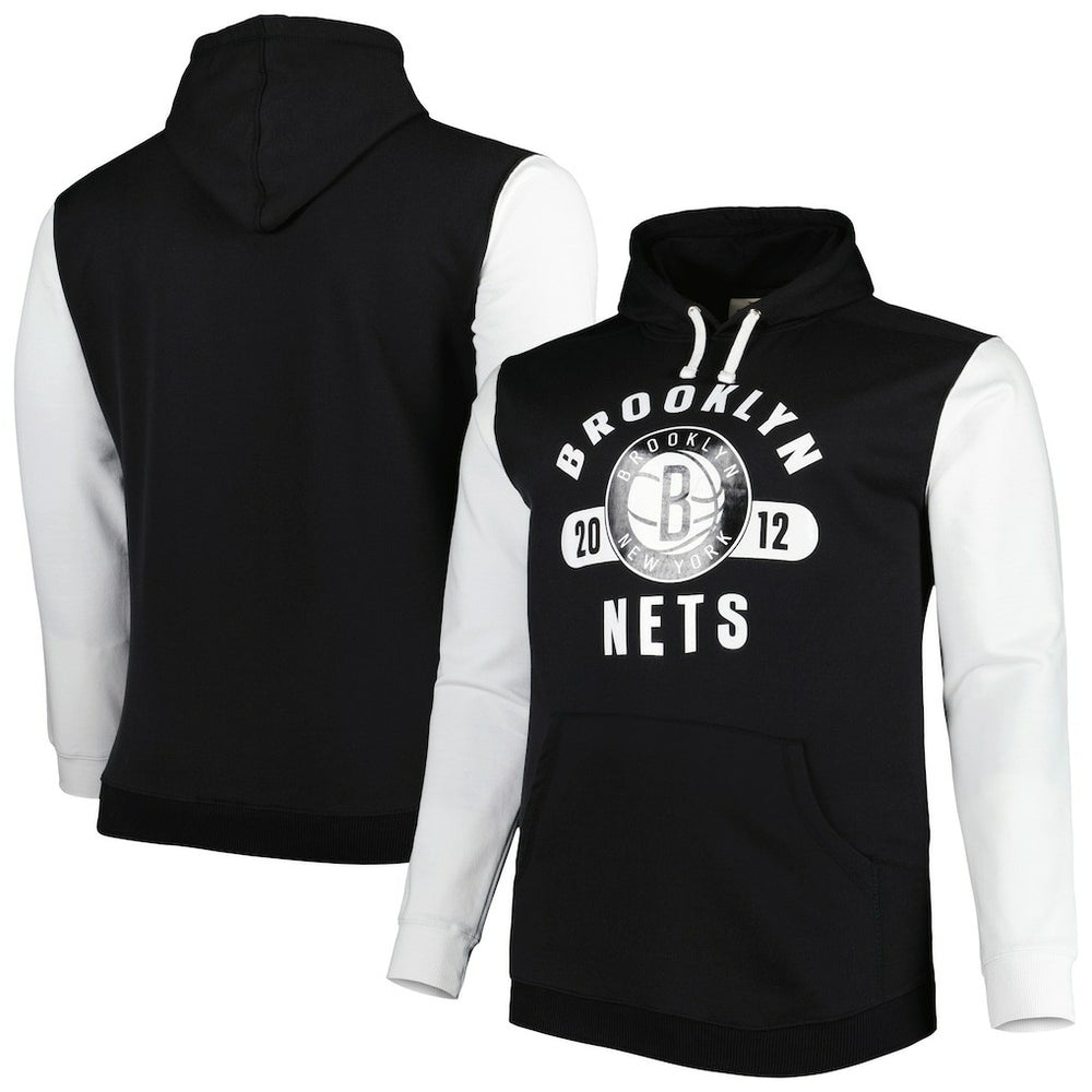 Brooklyn Nets Big & Tall Bold Attack Pullover Hoodie Black/White - Fanatics outlet