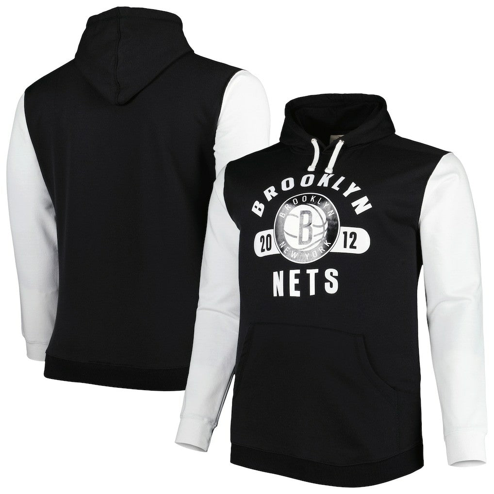 Brooklyn Nets Big & Tall Bold Attack Pullover Hoodie Black/White - Fanatics outlet