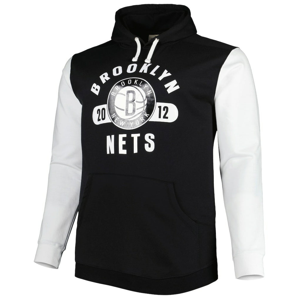 Brooklyn Nets Big & Tall Bold Attack Pullover Hoodie Black/White - Fanatics outlet