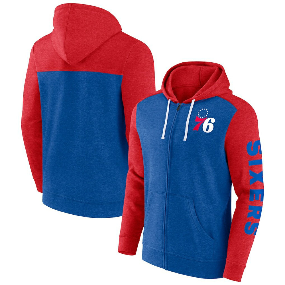 Philadelphia 76ers Big & Tall Down and Distance Full-Zip Hoodie Royal/Red - Fanatics outlet