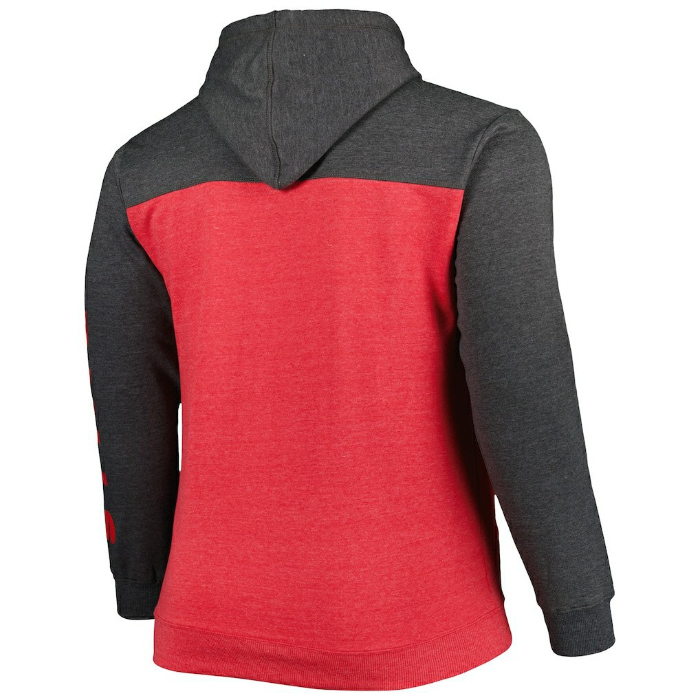 Chicago Bulls Big & Tall Down and Distance Full-Zip Hoodie Heathered Red/Heathered Black - Fanatics