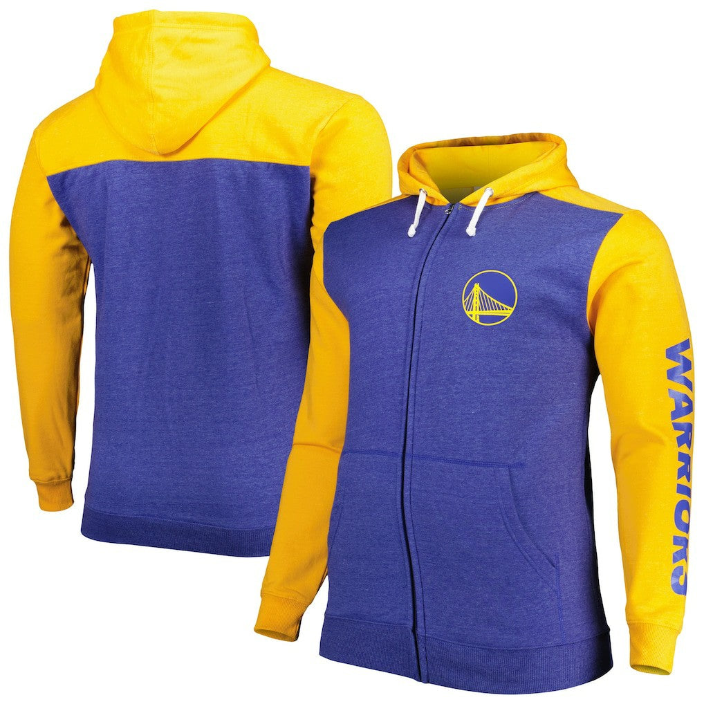 Golden State Warriors Big & Tall Down and Distance Full-Zip Hoodie Royal/Gold - Fanatics