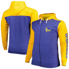 Golden State Warriors Big & Tall Down and Distance Full-Zip Hoodie Royal/Gold - Fanatics