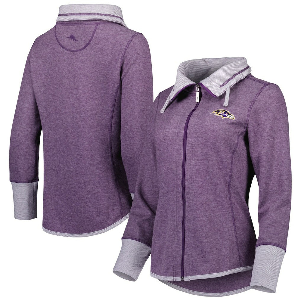 Baltimore Ravens Women's Sport Sun Fade Full-Zip Sweatshirt - Heathered Purple Sweatshirts