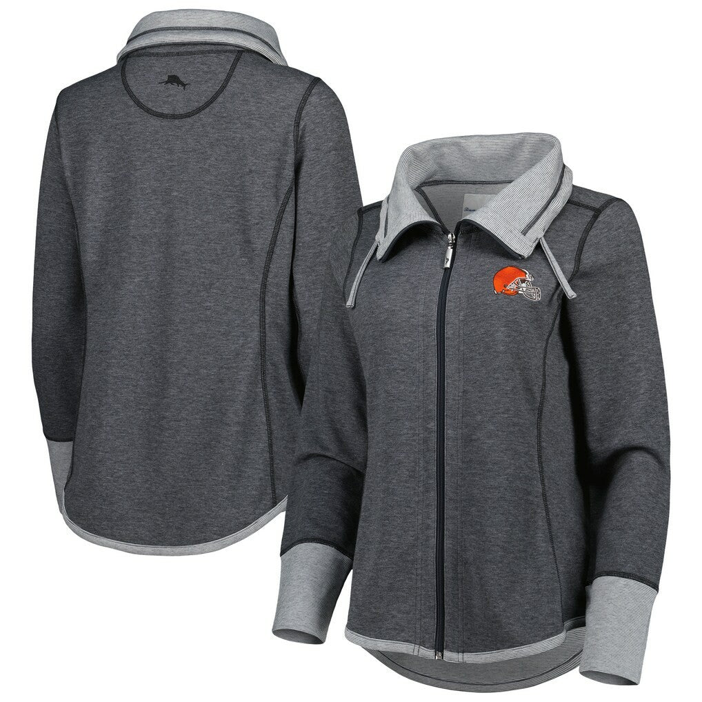 Cleveland Browns Women's Sport Sun Fade Full-Zip Sweatshirt - Heathered Black Sweatshirts