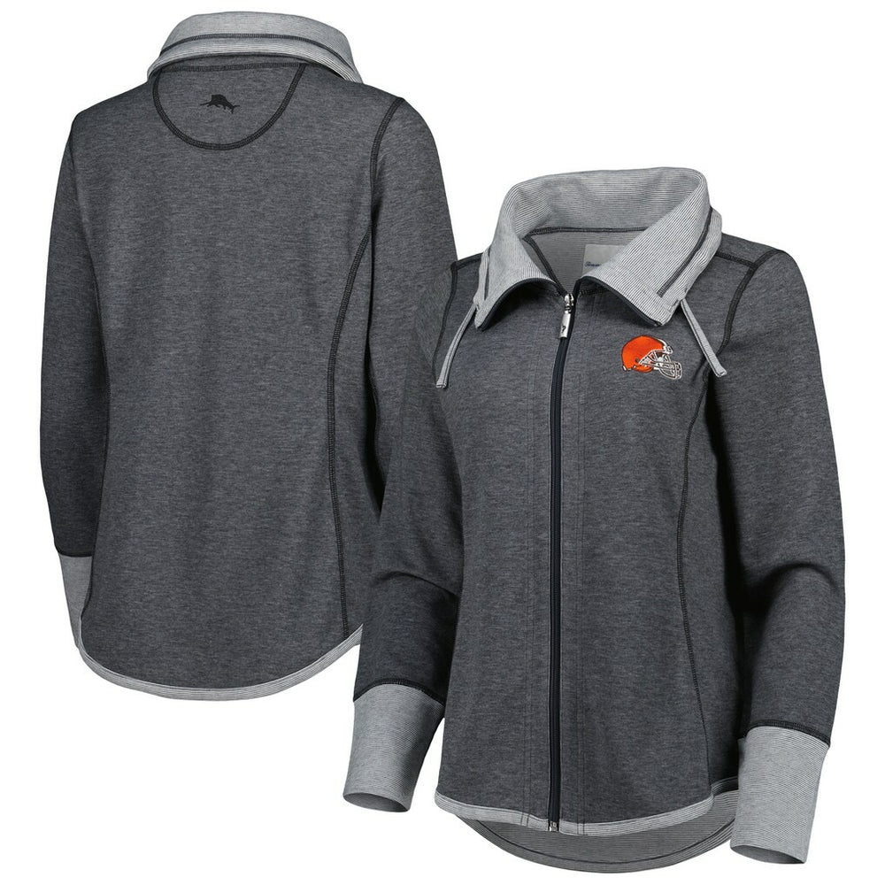 Cleveland Browns Women's Sport Sun Fade Full-Zip Sweatshirt - Heathered Black Sweatshirts