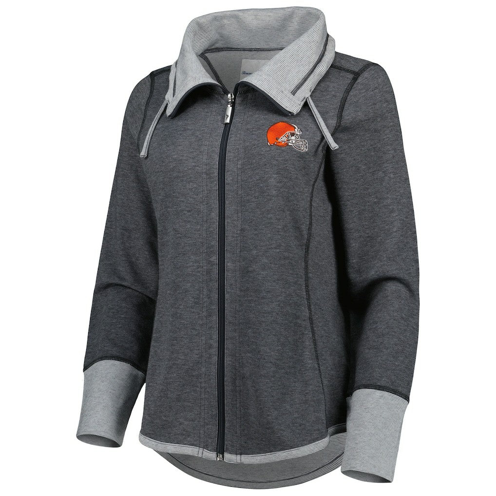 Cleveland Browns Women's Sport Sun Fade Full-Zip Sweatshirt - Heathered Black Sweatshirts