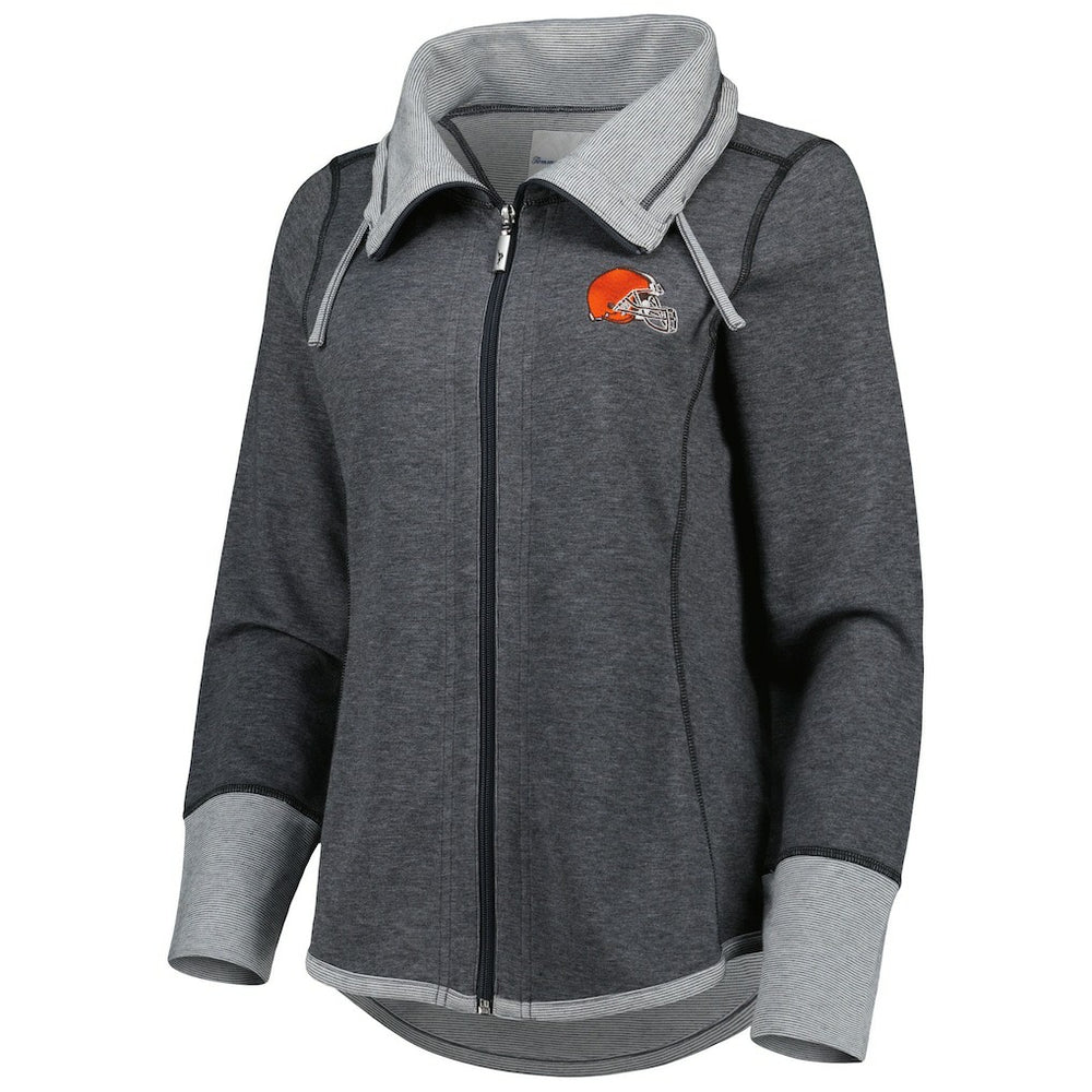 Cleveland Browns Women's Sport Sun Fade Full-Zip Sweatshirt - Heathered Black Sweatshirts