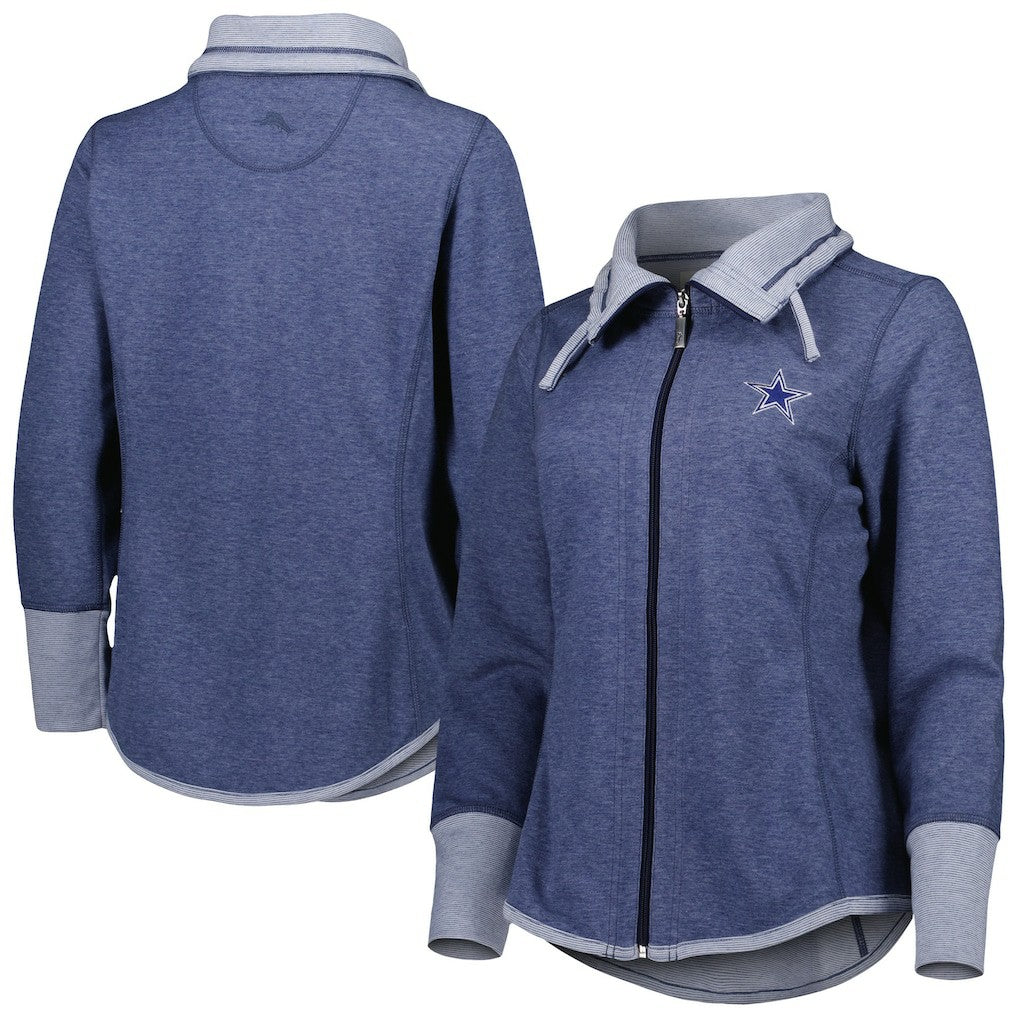 Dallas Cowboys Women's Sport Sun Fade Full-Zip Sweatshirt - Heathered Navy Sweatshirts