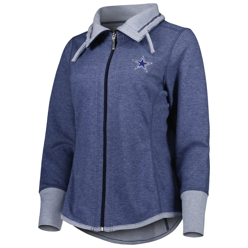 Dallas Cowboys Women's Sport Sun Fade Full-Zip Sweatshirt - Heathered Navy Sweatshirts