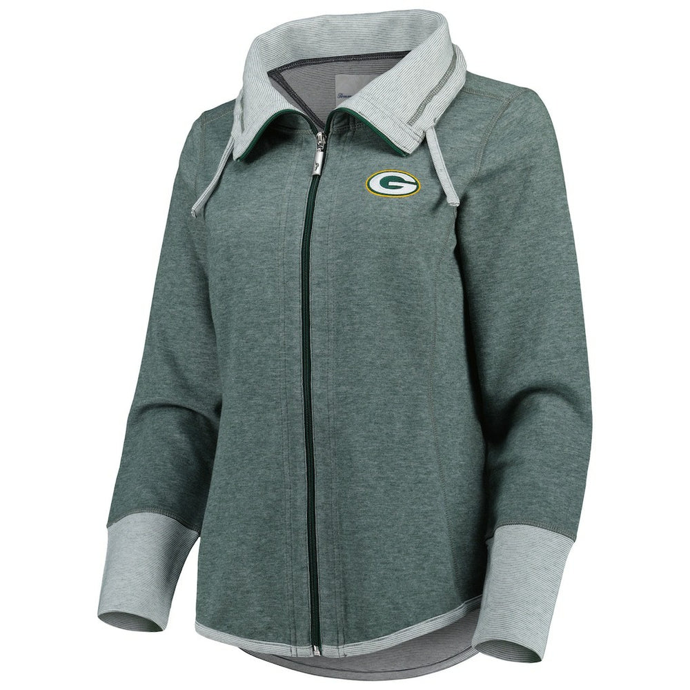Green Bay Packers Women's Sport Sun Fade Full-Zip Sweatshirt - Heathered Green Sweatshirts
