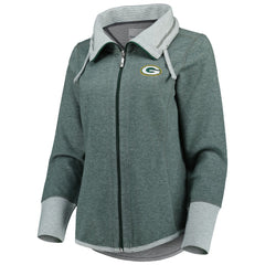 Green Bay Packers Women's Sport Sun Fade Full-Zip Sweatshirt - Heathered Green Sweatshirts