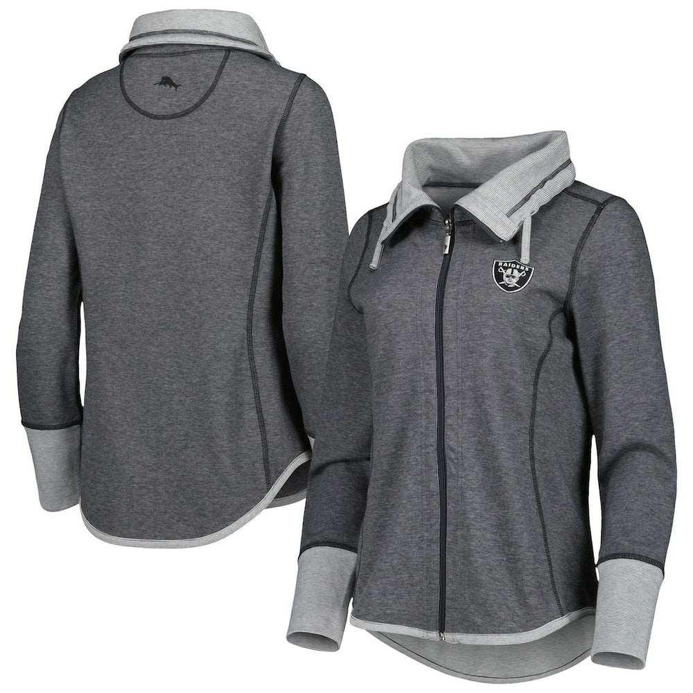 Las Vegas Raiders Women's Sport Sun Fade Full-Zip Sweatshirt - Heathered Black Sweatshirts
