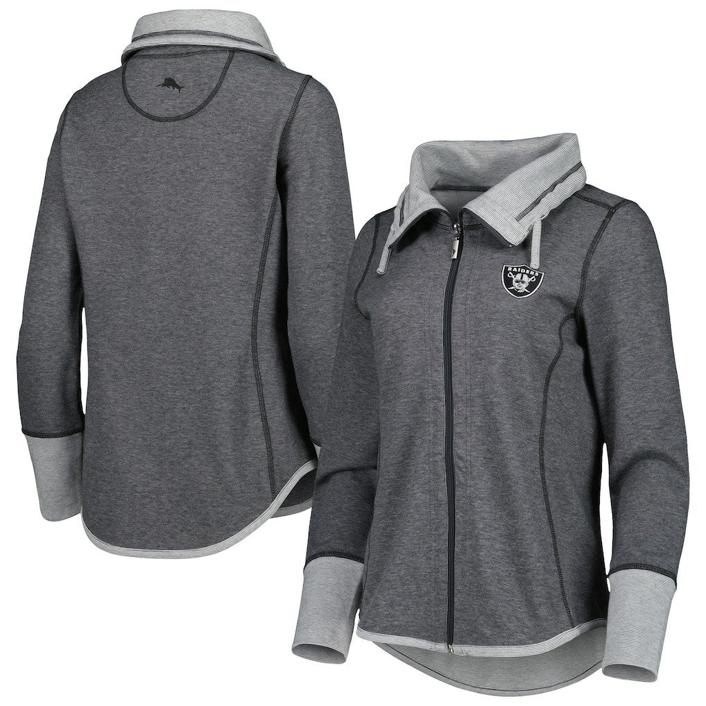 Las Vegas Raiders Women's Sport Sun Fade Full-Zip Sweatshirt - Heathered Black Sweatshirts