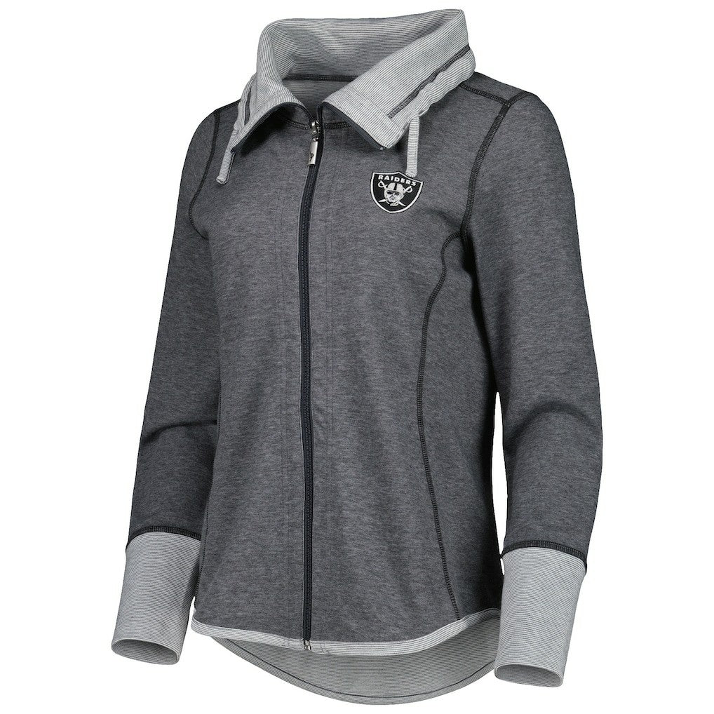 Las Vegas Raiders Women's Sport Sun Fade Full-Zip Sweatshirt - Heathered Black Sweatshirts