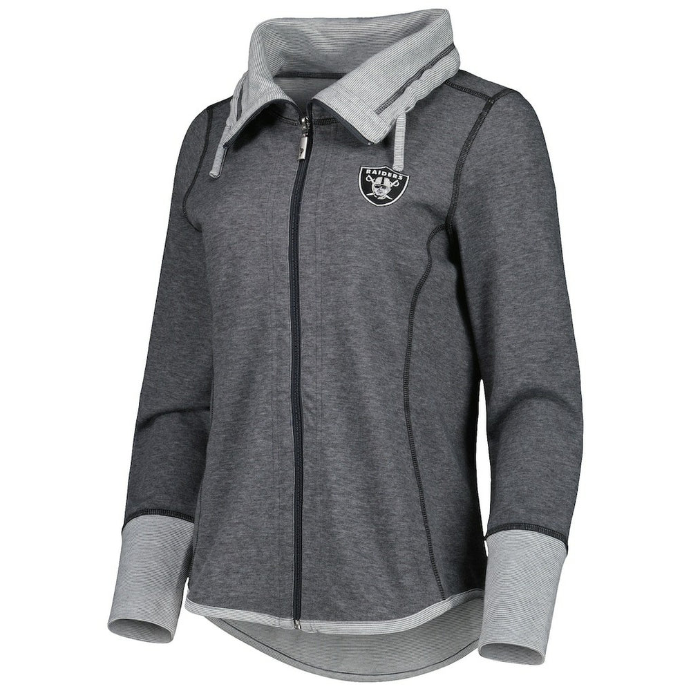 Las Vegas Raiders Women's Sport Sun Fade Full-Zip Sweatshirt - Heathered Black Sweatshirts