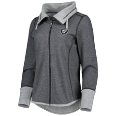 Las Vegas Raiders Women's Sport Sun Fade Full-Zip Sweatshirt - Heathered Black Sweatshirts