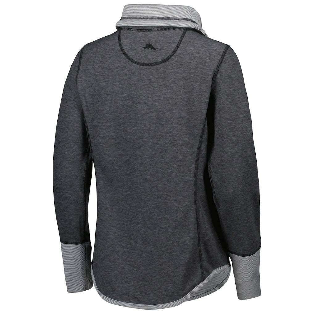 New Orleans Saints Women's Sport Sun Fade Full-Zip Sweatshirt - Heathered Black Sweatshirts