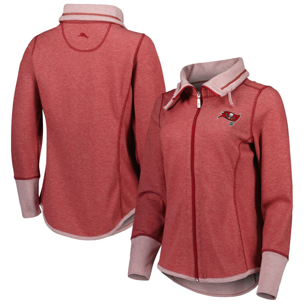 Tampa Bay Buccaneers Women's Sport Sun Fade Full-Zip Sweatshirt - Heathered Red Sweatshirts