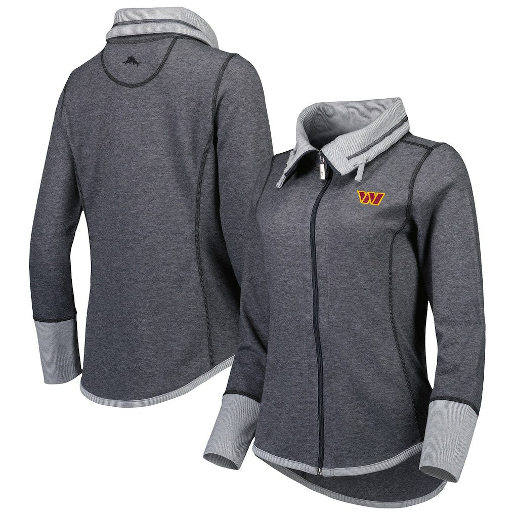 Washington Commanders Women's Sport Sun Fade Full-Zip Sweatshirt - Heathered Black Sweatshirts