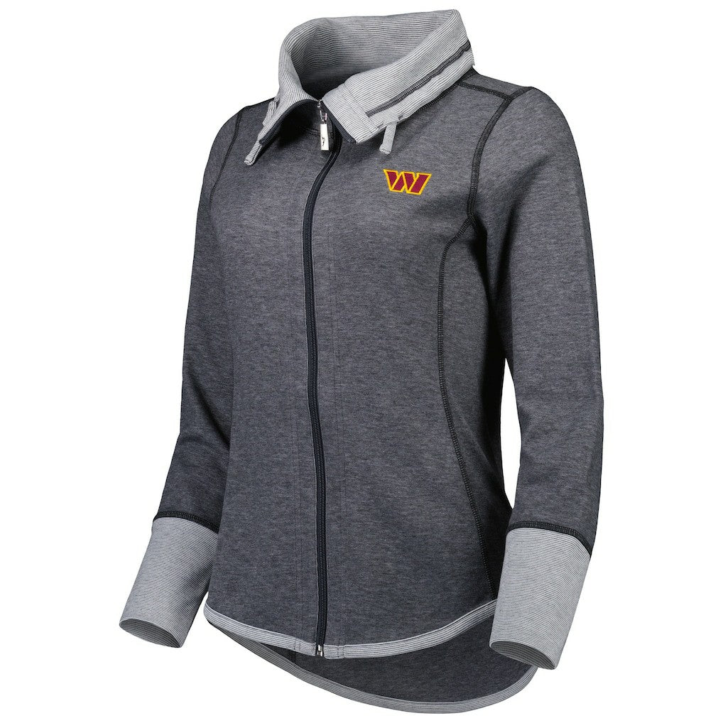 Washington Commanders Women's Sport Sun Fade Full-Zip Sweatshirt - Heathered Black Sweatshirts