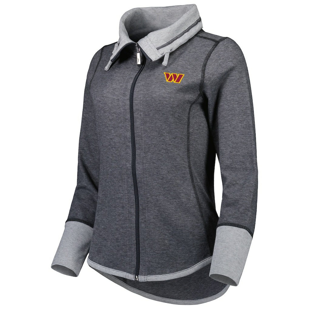 Washington Commanders Women's Sport Sun Fade Full-Zip Sweatshirt - Heathered Black Sweatshirts