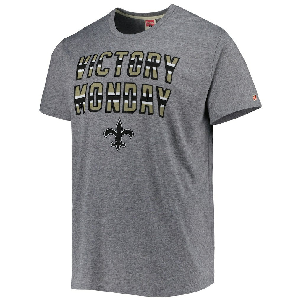 New Orleans Saints Homage Victory Monday Tri-Blend T-Shirt - Gray T-shirts