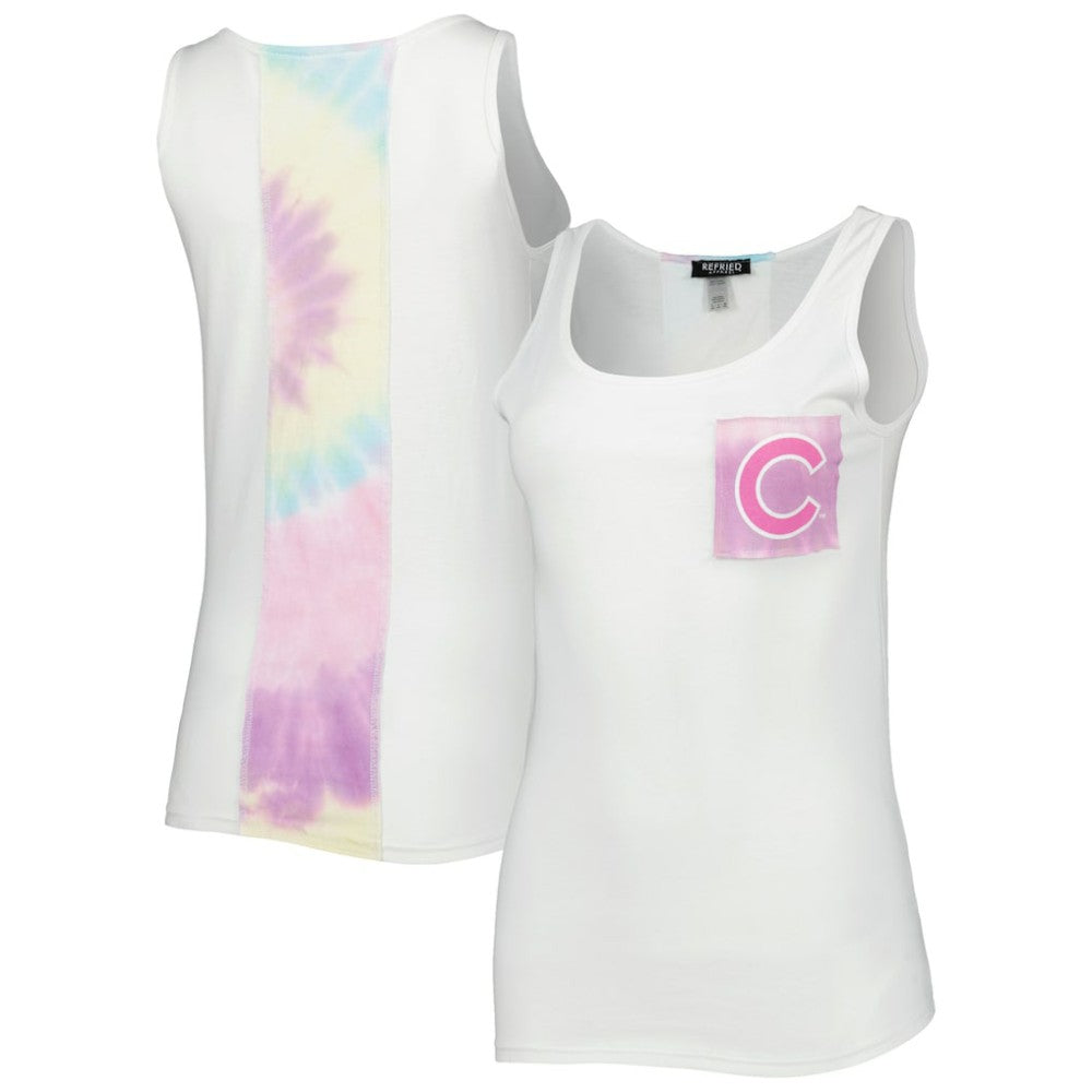 Chicago Cubs Refried Apparel Women's Tie-Dye Tank Top - White Tanks