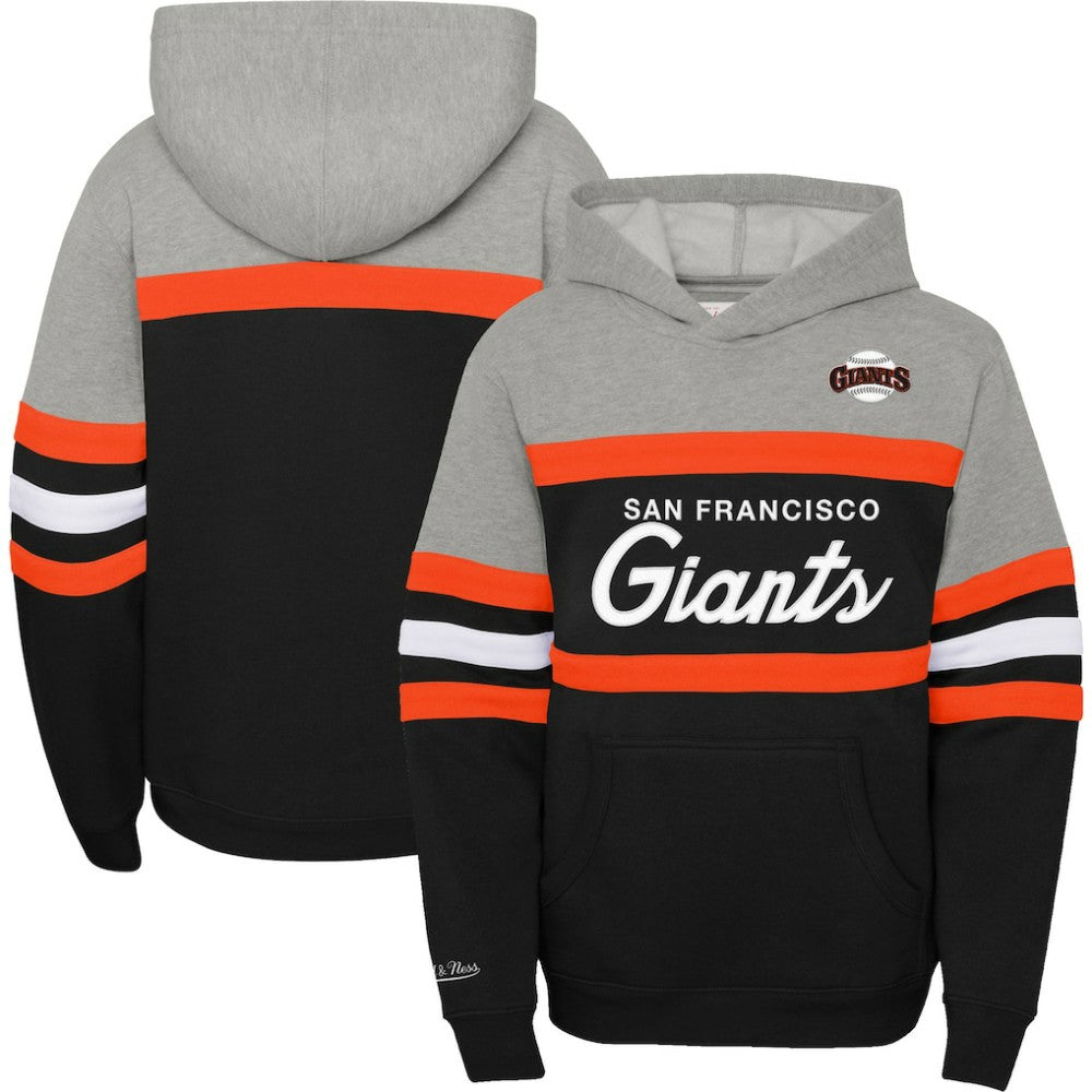 San Francisco Giants Mitchell & Ness Youth Cooperstown Collection Head Coach Pullover Hoodie - Heather Gray/Black Hoodies