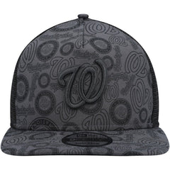 Washington Nationals New Era Repeat A-Frame 9FIFTY Trucker Snapback Hat - Black Hats