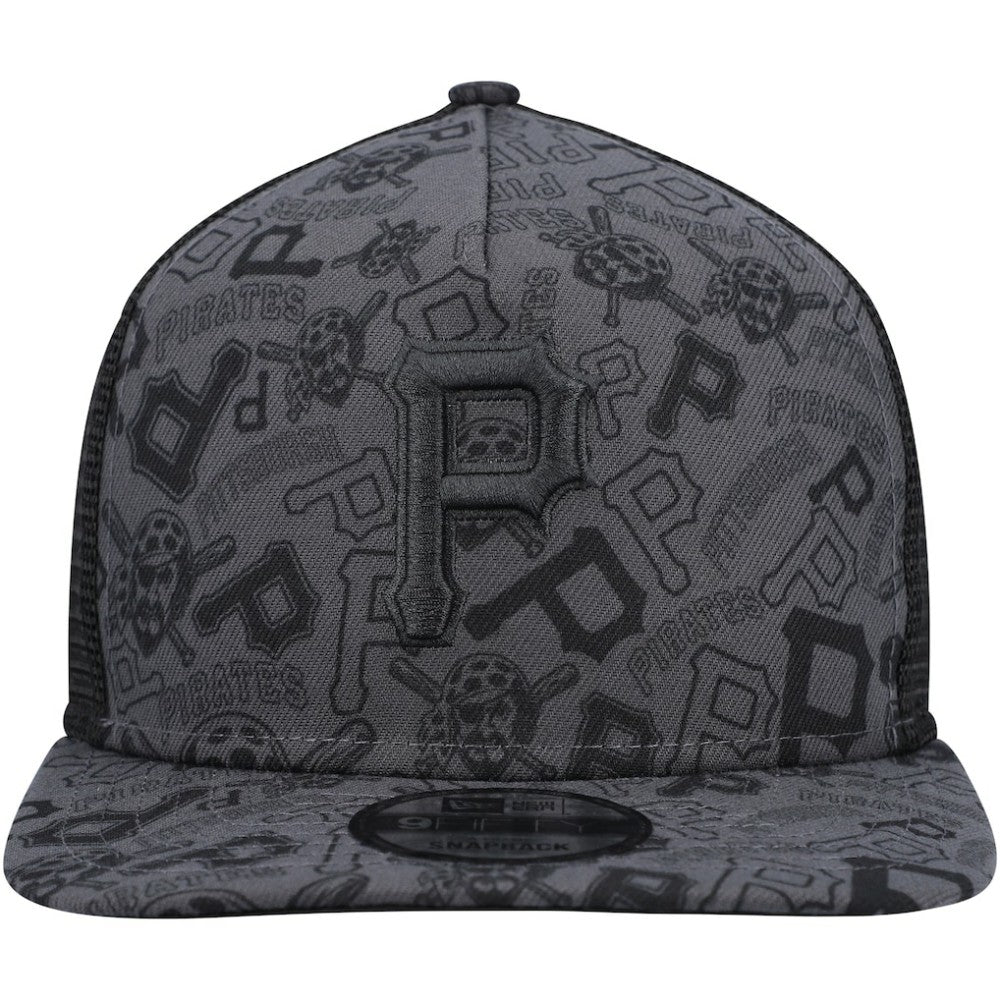 Pittsburgh Pirates New Era Repeat A-Frame 9FIFTY Trucker Snapback Hat - Black Hats