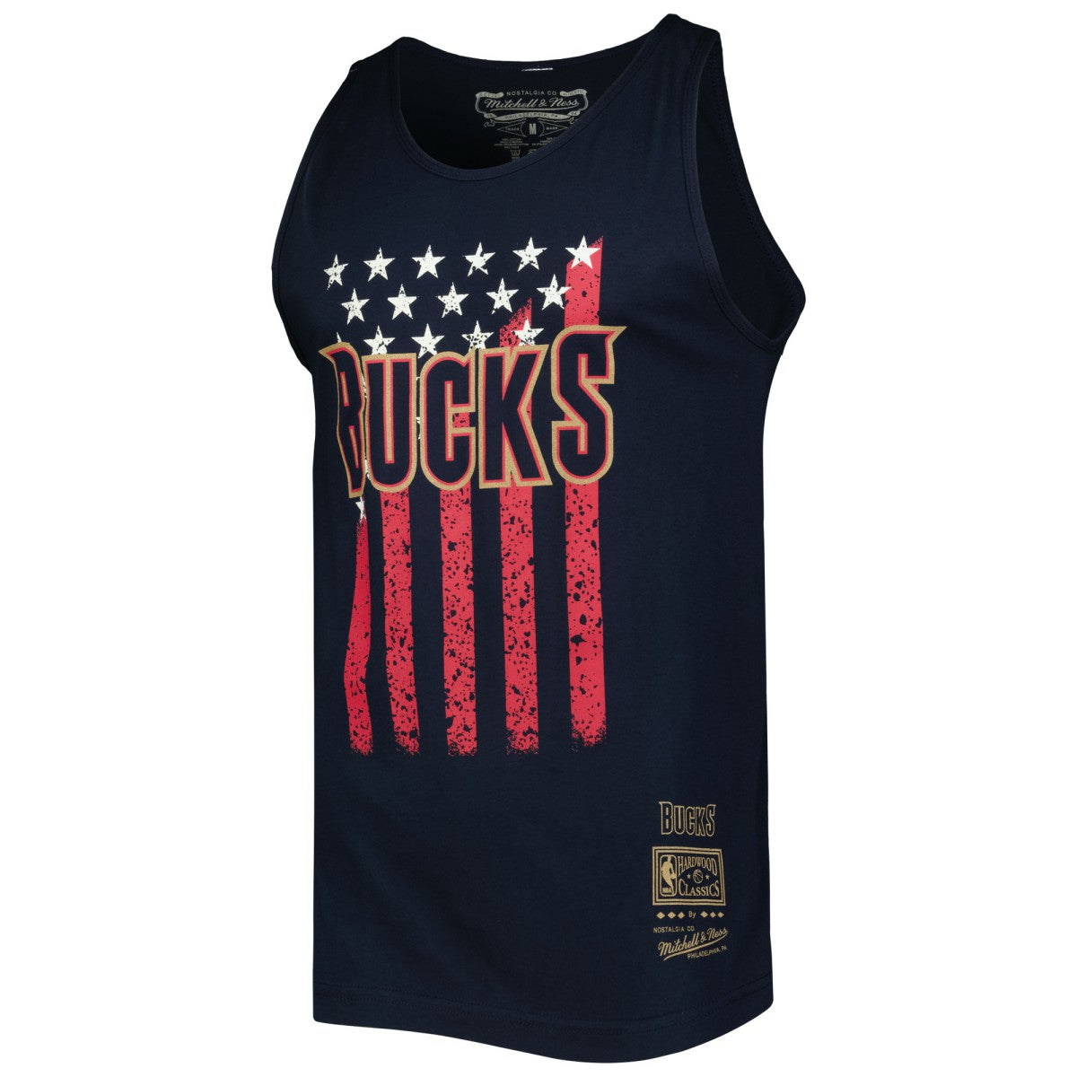 Milwaukee Bucks Hardwood Classics Americana Stars and Stripes Tank Top Navy - Mitchell & Ness