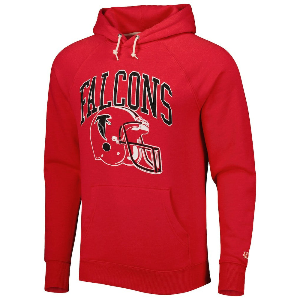Atlanta Falcons Homage Retro Helmet Tri-Blend Raglan Pullover Hoodie - Red Hoodies