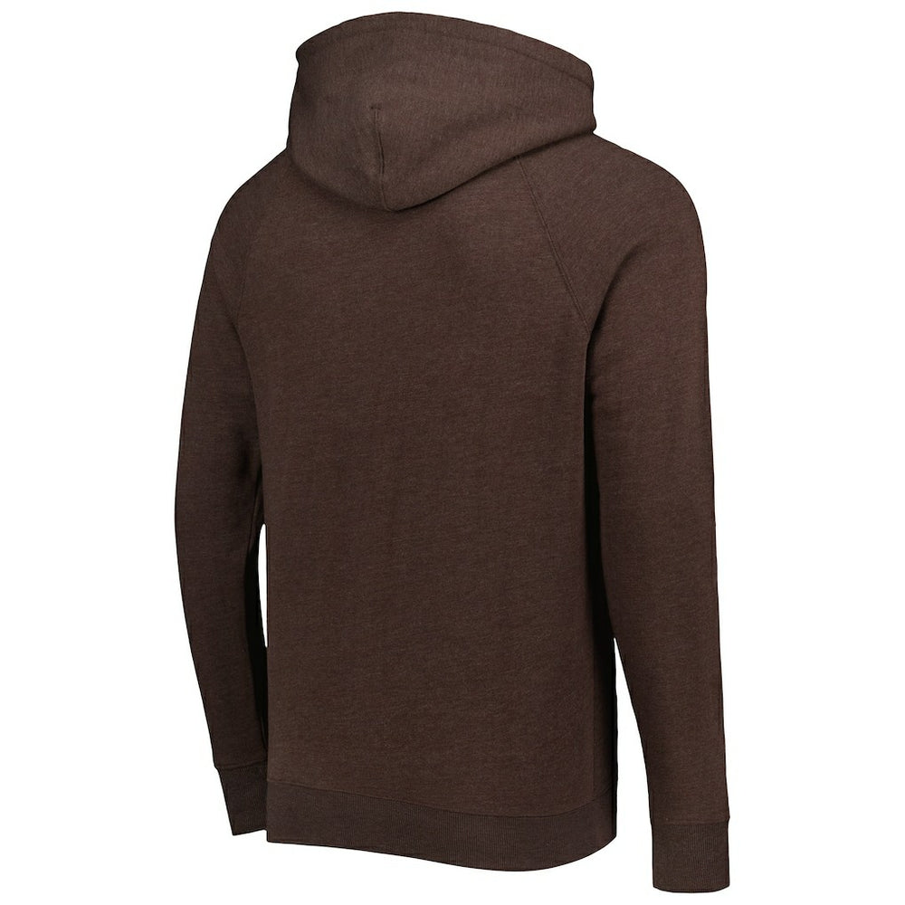 Cleveland Browns Homage Retro Helmet Tri-Blend Raglan Pullover Hoodie - Brown Hoodies