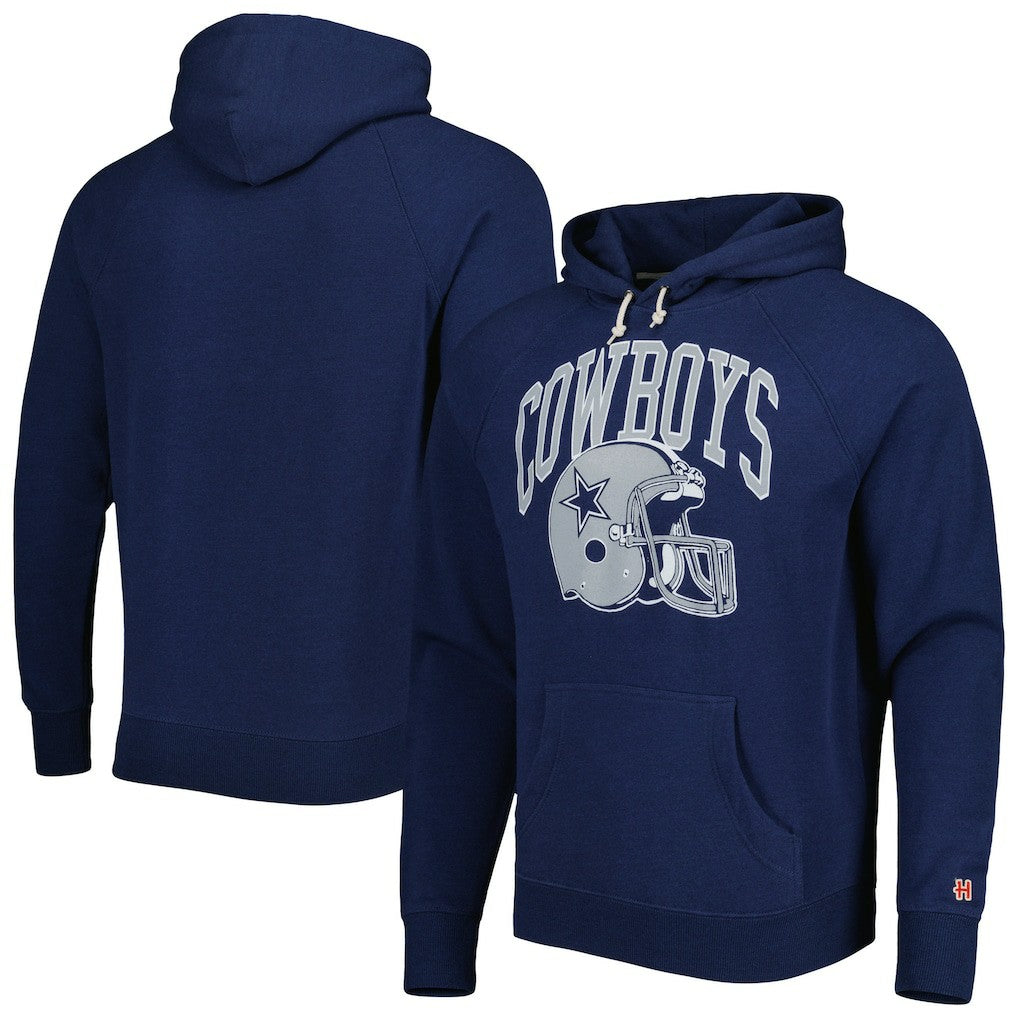 Dallas Cowboys Homage Retro Helmet Tri-Blend Raglan Pullover Hoodie - Navy Hoodies