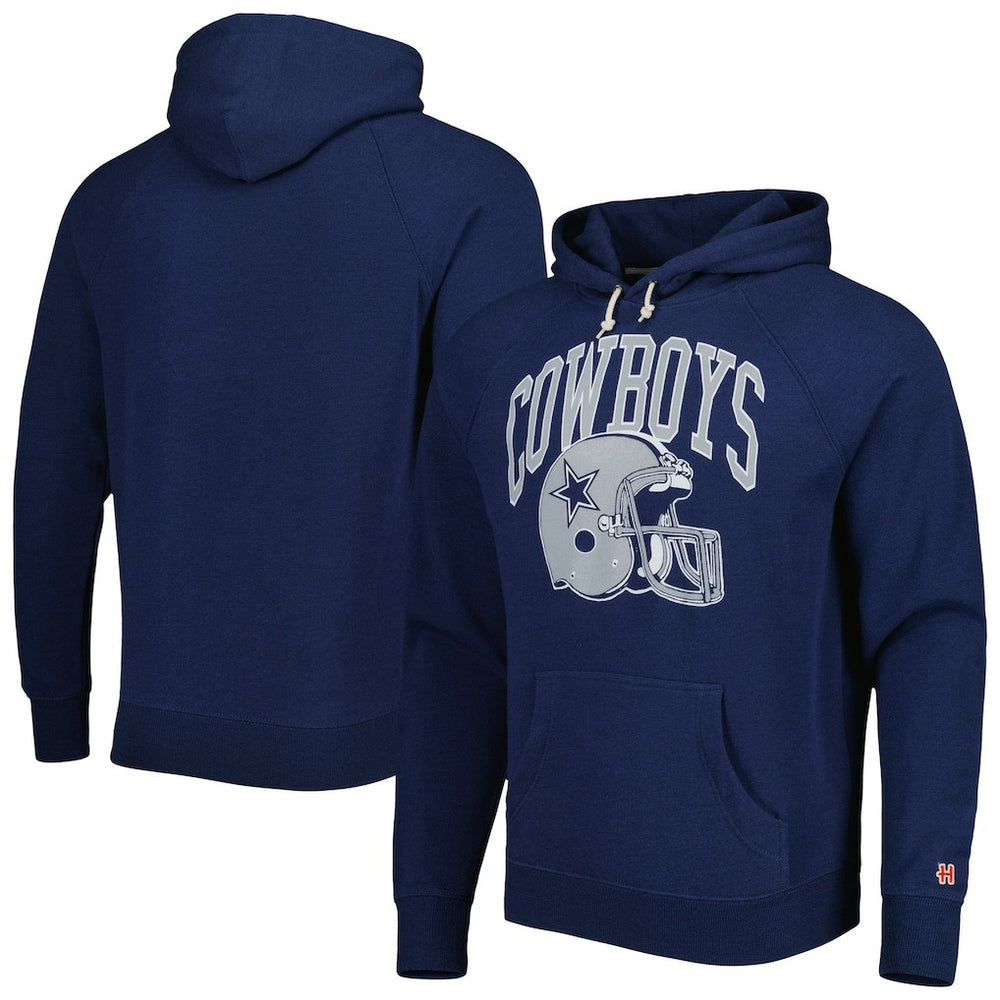 Dallas Cowboys Homage Retro Helmet Tri-Blend Raglan Pullover Hoodie - Navy Hoodies