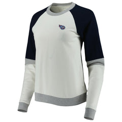 Tennessee Titans Antigua Women's Avenue Raglan Pullover Sweatshirt - Cream/Navy Pullover