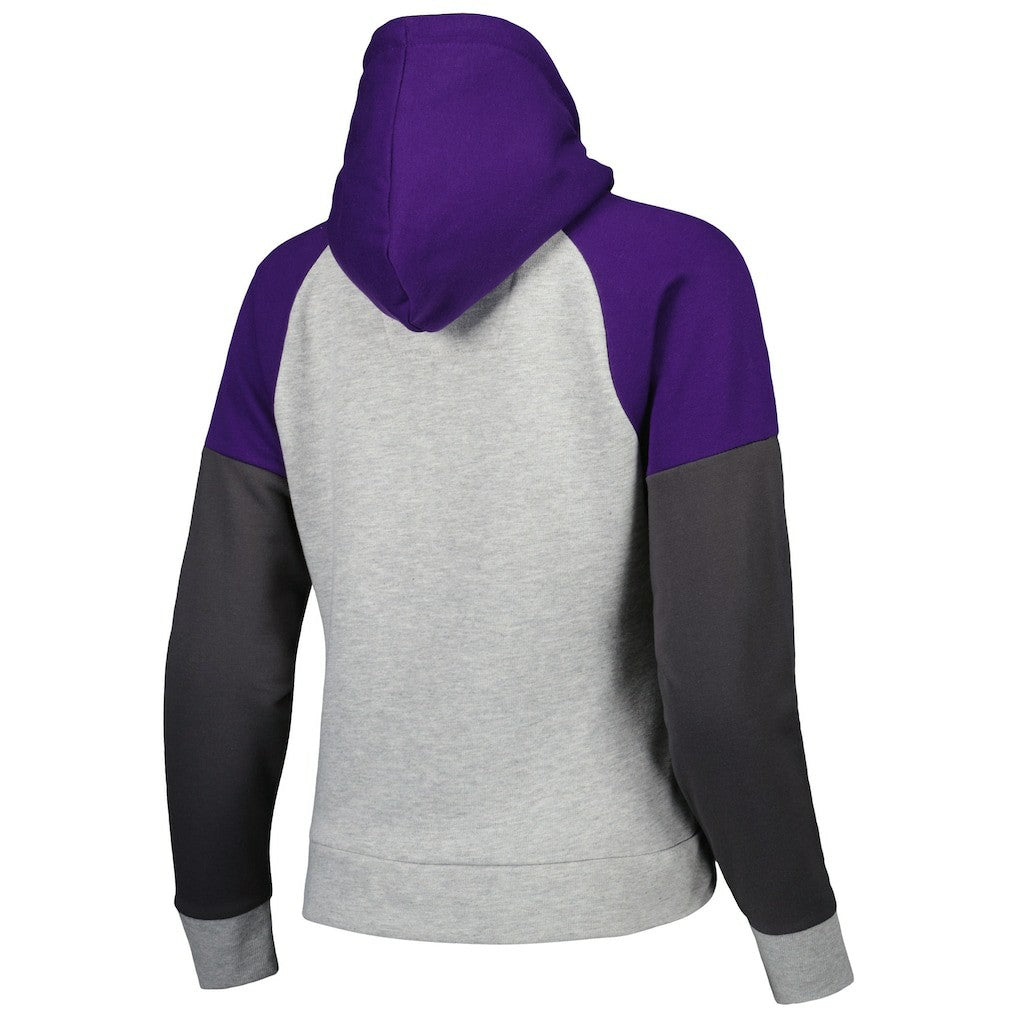 Baltimore Ravens Antigua Women's Lightweight Jackpot Raglan Half-Zip Pullover Hoodie - Heather Gray Hoodies