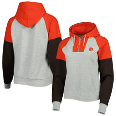 Cleveland Browns Antigua Women's Lightweight Jackpot Raglan Half-Zip Pullover Hoodie - Heather Gray Hoodies
