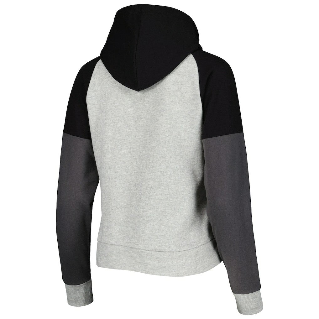 Las Vegas Raiders Antigua Women's Lightweight Jackpot Raglan Half-Zip Pullover Hoodie - Heather Gray Hoodies