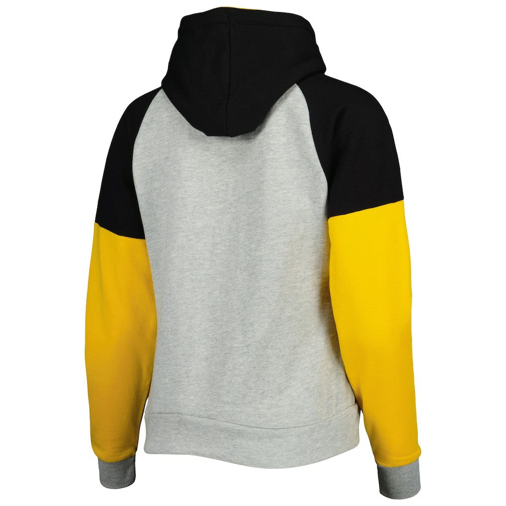 Pittsburgh Steelers Antigua Women's Lightweight Jackpot Raglan Half-Zip Pullover Hoodie - Heather Gray Hoodies