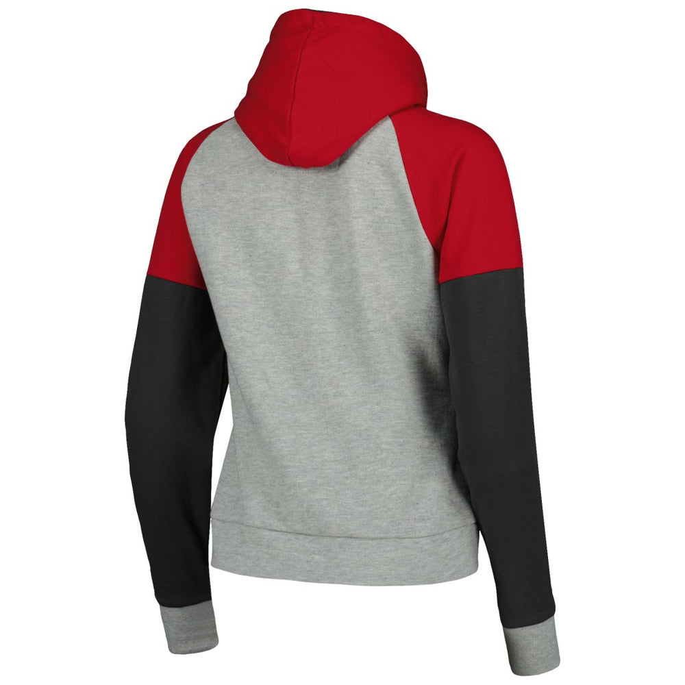 Tampa Bay Buccaneers Antigua Women's Lightweight Jackpot Raglan Half-Zip Pullover Hoodie - Heather Gray Hoodies