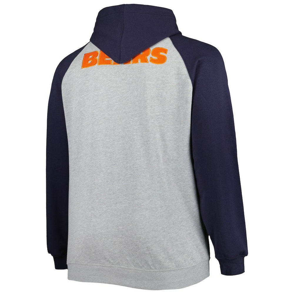Chicago Bears Big & Tall Fleece Raglan Full-Zip Hoodie Jacket - Heather Gray Hoodies