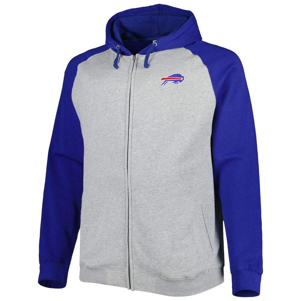 Buffalo Bills Big & Tall Fleece Raglan Full-Zip Hoodie Jacket - Heather Gray Hoodies
