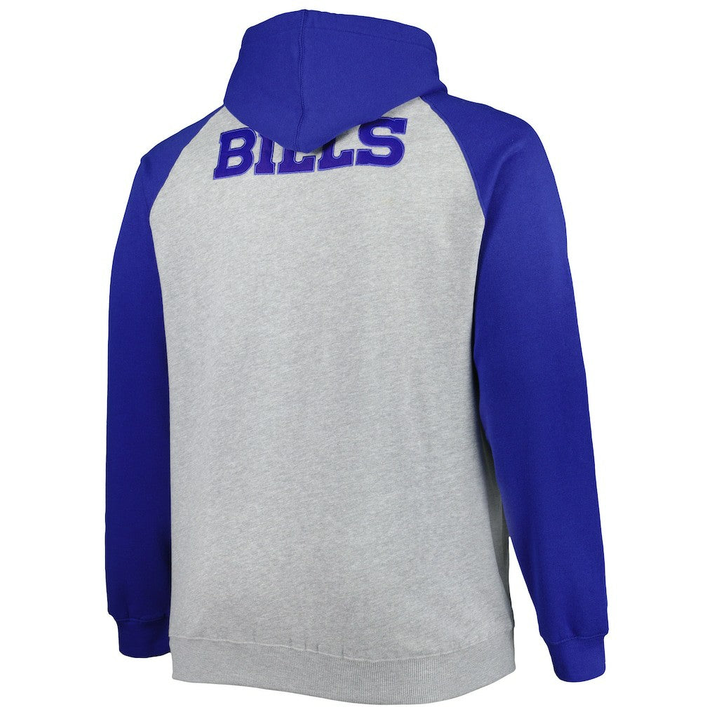 Buffalo Bills Big & Tall Fleece Raglan Full-Zip Hoodie Jacket - Heather Gray Hoodies