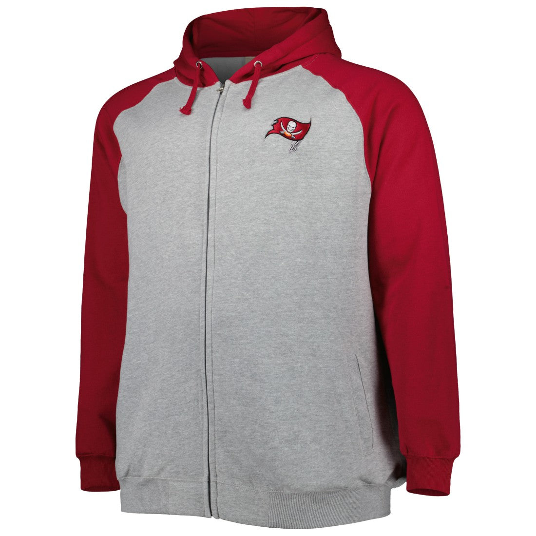 Tampa Bay Buccaneers Big & Tall Fleece Raglan Full-Zip Hoodie Jacket - Heather Gray Hoodies