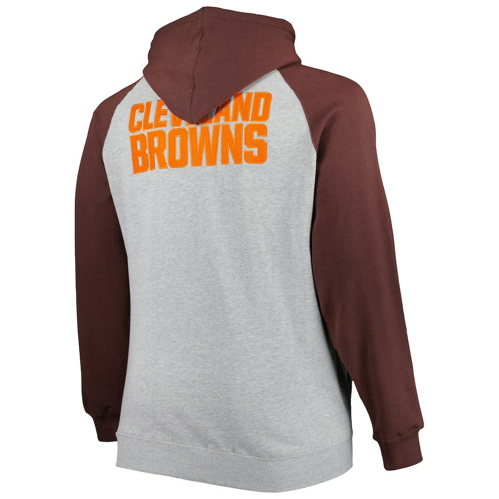 Cleveland Browns Big & Tall Fleece Raglan Full-Zip Hoodie Jacket - Heather Gray Hoodies